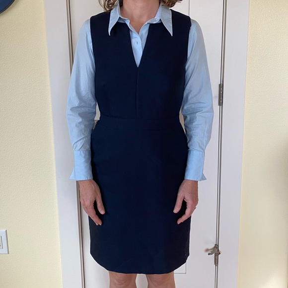 Navy wool/silk J Crew dress with POCKETS - Picture 4 of 5